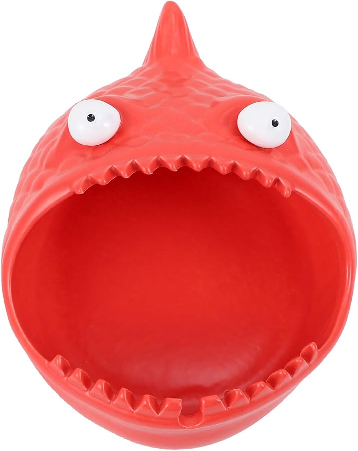 Red Fish Shaped Windproof Ceramic Ashtray Portable Desktop Ornament For Home Office Travel - Image 1